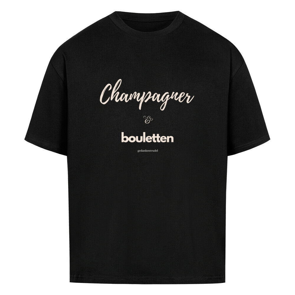 PULVER & BLEI Austern & Champagner Shirt - Oversize Fashion T-Shirt Schwarz